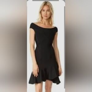 NWT Herve Leger Nicole Off Shoulder Knee-Length Black Midi Dress M